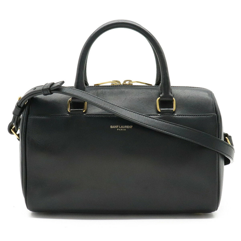 SAINT LAURENT PARIS YSL Yves Saint Baby Duffle Handbag Shoulder Leather Black